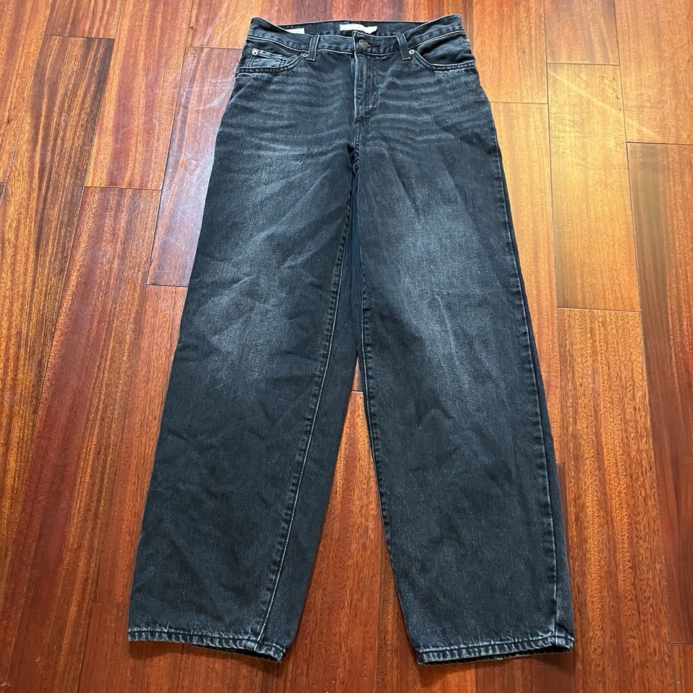 Levis Jeans Womens 26 (29x30) Black PREMIUM Baggy Dad Fade Grunge Streetwear